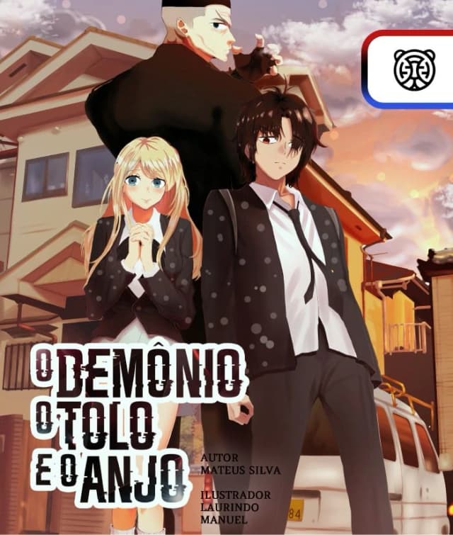 Capa da novel O Demônio, o Tolo e o Anjo